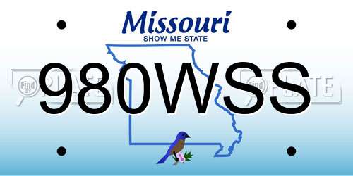 980WSS Missouri License Plate