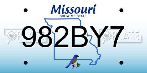 982BY7 Missouri License Plate