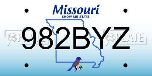 982BYZ Missouri License Plate