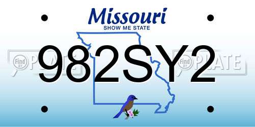 982SY2 Missouri License Plate