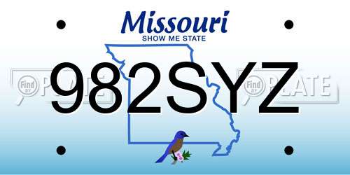982SYZ Missouri License Plate
