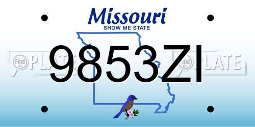9853ZI Missouri License Plate