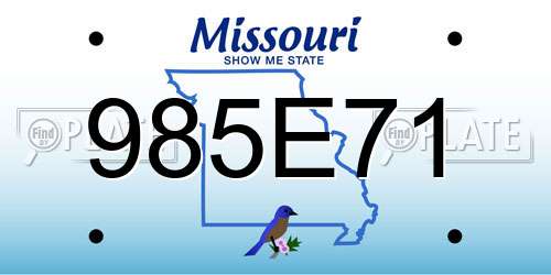 985E71 Missouri License Plate