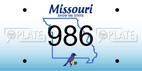 986 Missouri License Plate