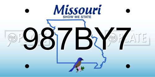 987BY7 Missouri License Plate