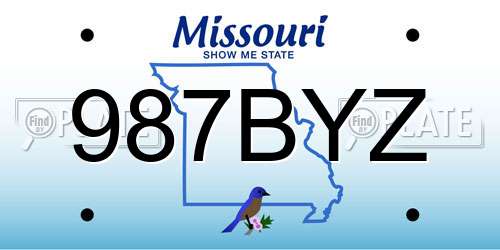 987BYZ Missouri License Plate
