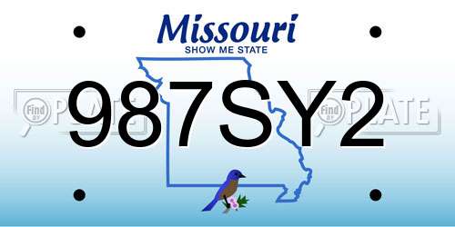 987SY2 Missouri License Plate