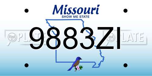 9883ZI Missouri License Plate