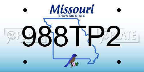 988TP2 Missouri License Plate
