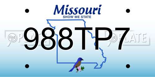 988TP7 Missouri License Plate