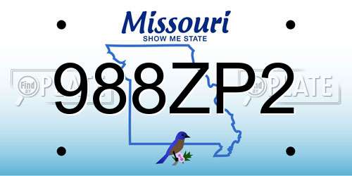 988ZP2 Missouri License Plate