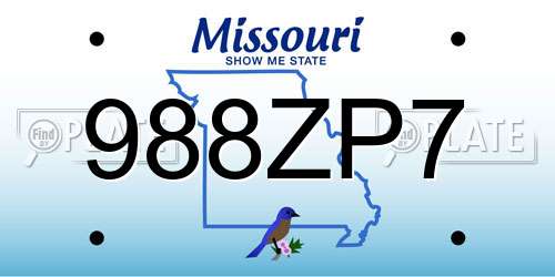 988ZP7 Missouri License Plate