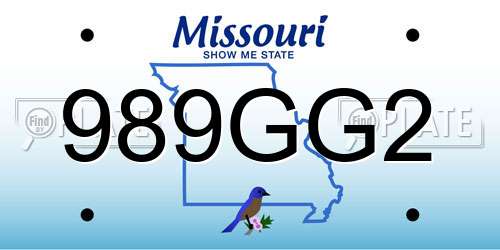 989GG2 Missouri License Plate
