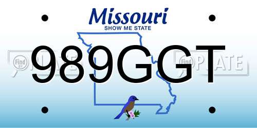 989GGT Missouri License Plate