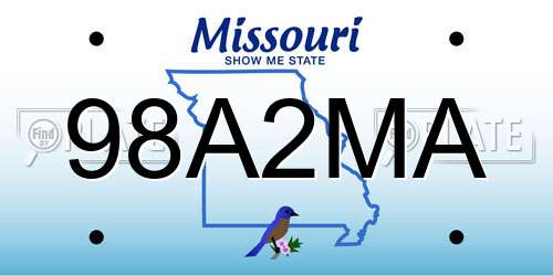 98A2MA Missouri License Plate