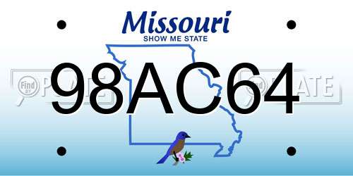 98AC64 Missouri License Plate