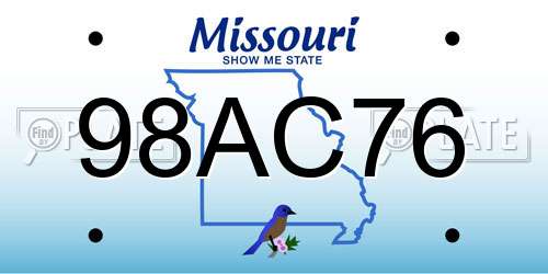 98AC76 Missouri License Plate