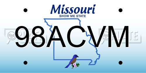 98ACVM Missouri License Plate