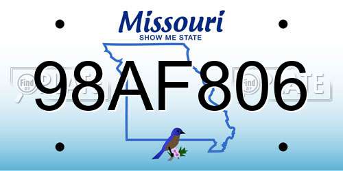98AF806 Missouri License Plate