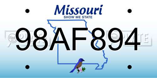 98AF894 Missouri License Plate