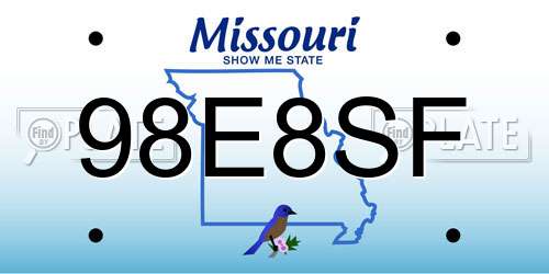 98E8SF Missouri License Plate