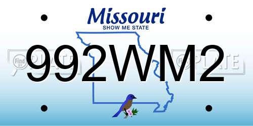 992WM2 Missouri License Plate