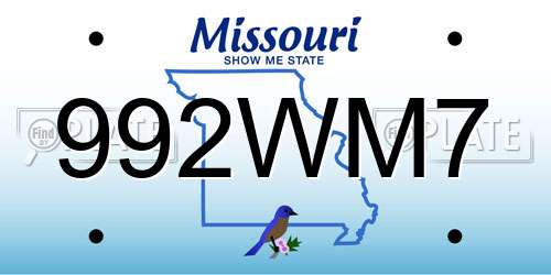 992WM7 Missouri License Plate