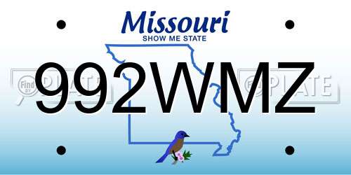992WMZ Missouri License Plate
