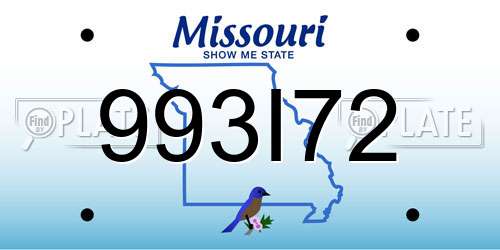 993I72 Missouri License Plate