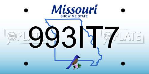 993IT7 Missouri License Plate