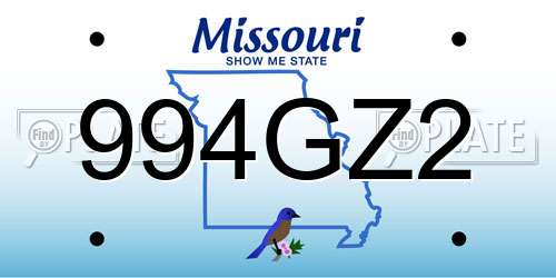 994GZ2 Missouri License Plate