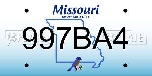 997BA4 Missouri License Plate