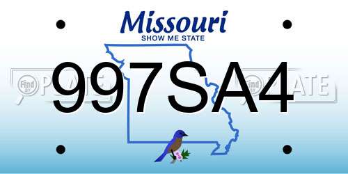 997SA4 Missouri License Plate