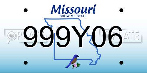 999Y06 Missouri License Plate