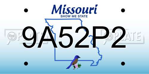 9A52P2 Missouri License Plate