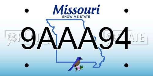 9AAA94 Missouri License Plate