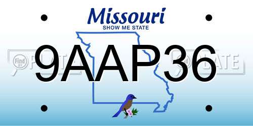 9AAP36 Missouri License Plate