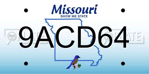 9ACD64 Missouri License Plate