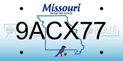 9ACX77 Missouri License Plate