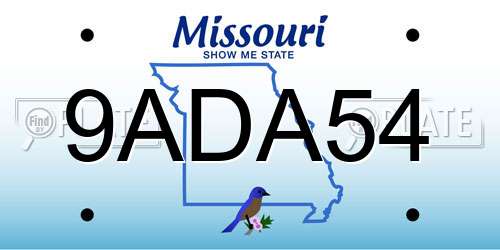 9ADA54 Missouri License Plate