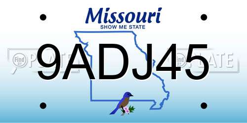 9ADJ45 Missouri License Plate