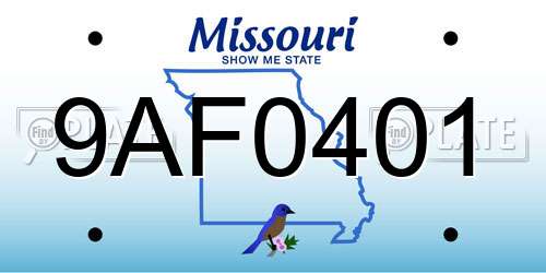 9AF0401 Missouri License Plate