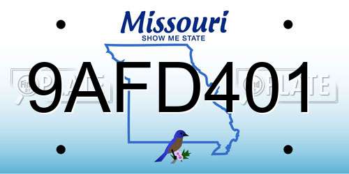 9AFD401 Missouri License Plate