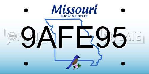 9AFE95 Missouri License Plate