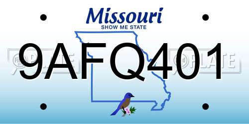 9AFQ401 Missouri License Plate