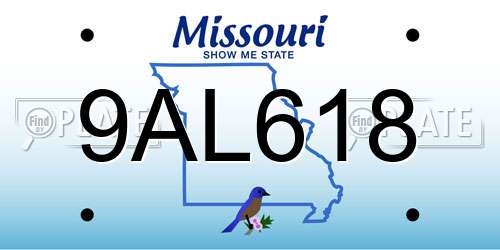 9AL618 Missouri License Plate