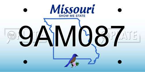 9AM087 Missouri License Plate