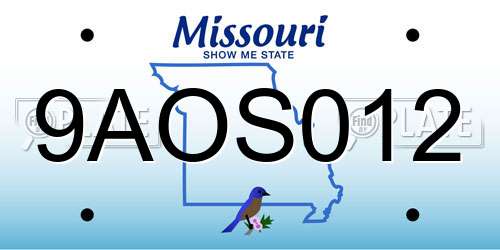 9AOS012 Missouri License Plate