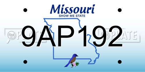 9AP192 Missouri License Plate