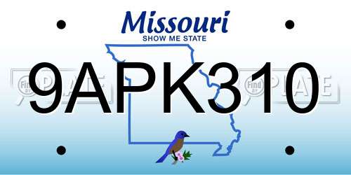 9APK310 Missouri License Plate
